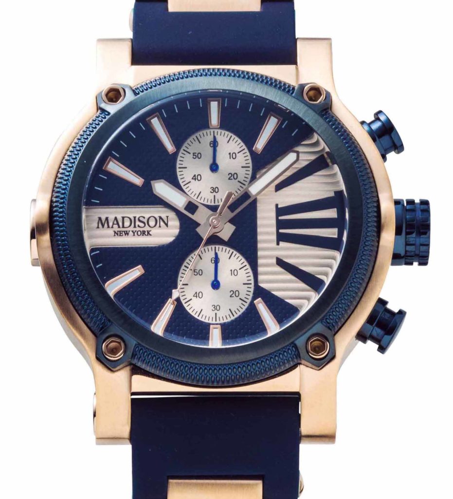 《超美品　稼動品》　マディソンニューヨーク　クロノグラフ　防水　メンズ腕時計