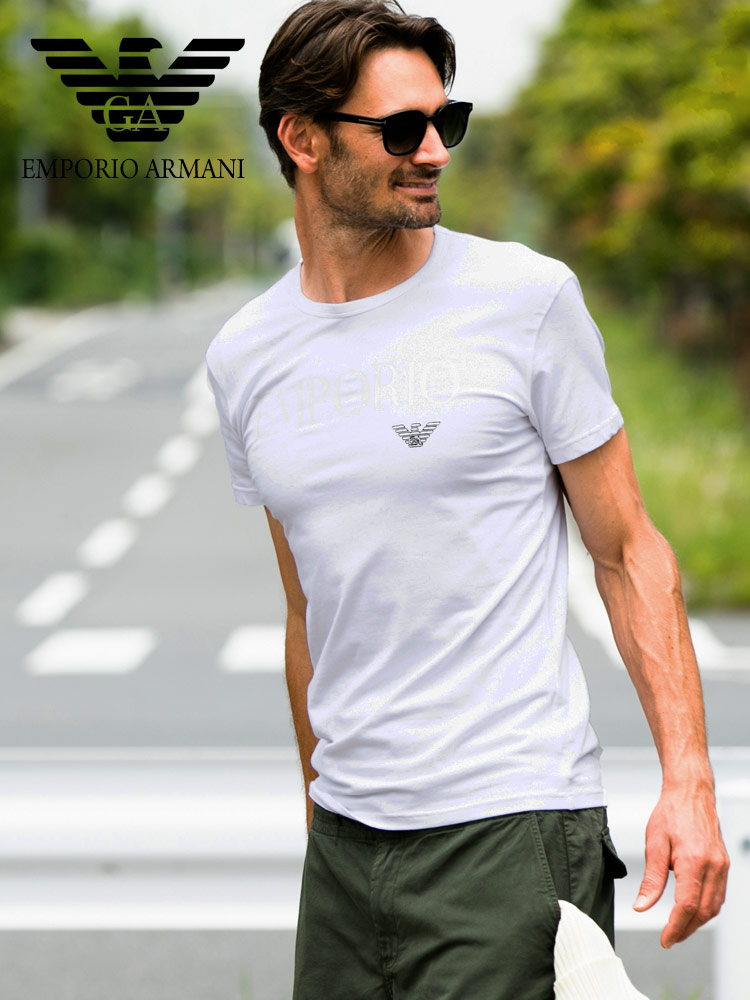 EMPORIO ARMANI エンポリオアルマーニ メンズ Tシャツ 半袖 ロゴ プリント EA111035CC716 | HEROES ONLINE